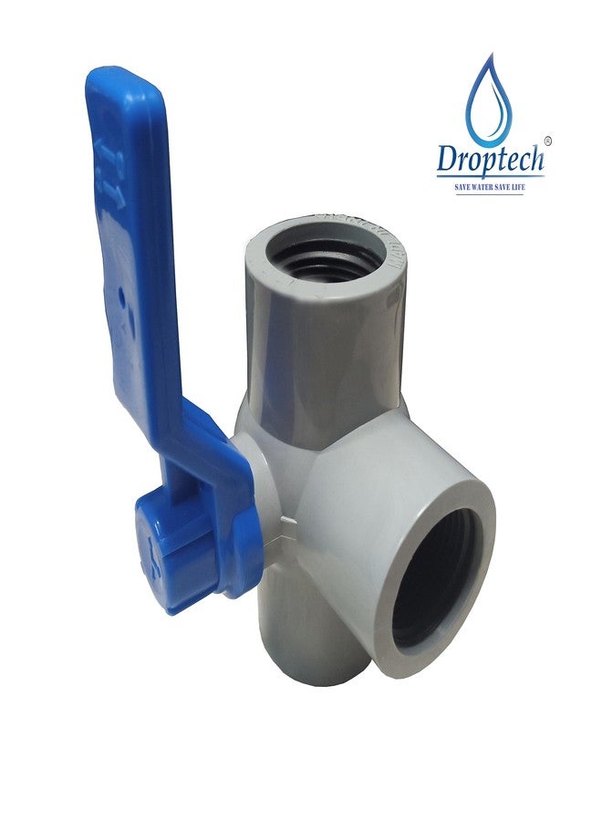 Droptech PVC Three Way Valve 1.1/2", (Threaded) Heavy PVC Ball Valve For Household, Agriculture and Industrial Purpose, Pack Of 1 - Image 3